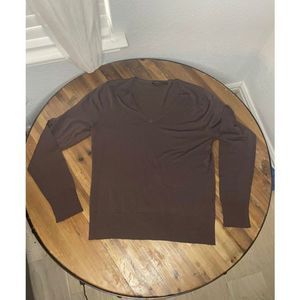 BCBGMAXAZRIA‎ womens sweater pullover brown v-neck long sleeve nylon rayon mix